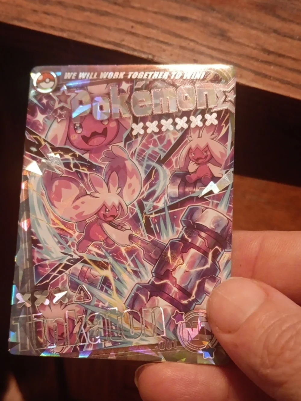 Pokemon Pink and Purple Holographic Trading Card